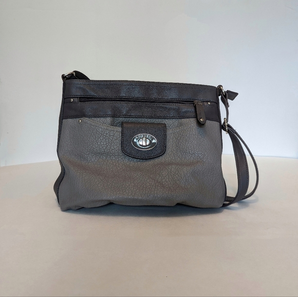 Rosetti Handbags - Rosetti Gray Colorblock Crossbody Bag Pebbled Faux Leather Zip Front Pocket